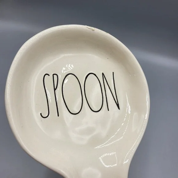 Rae Dunn Spoon Rest Artisan Collection Magenta Ceramic Ivory Kitchen Decor 10" - Picture 3 of 11